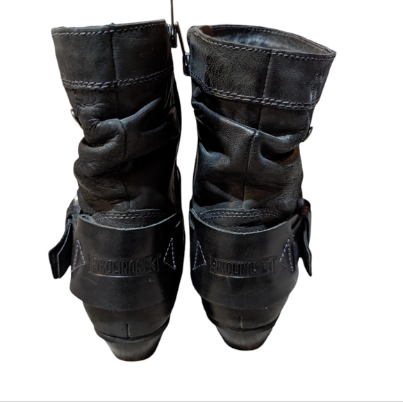 Pikolinos Brujas Black Leather Boots Harness Western Boho size 38 US 7.5-8 - Picture 7 of 10